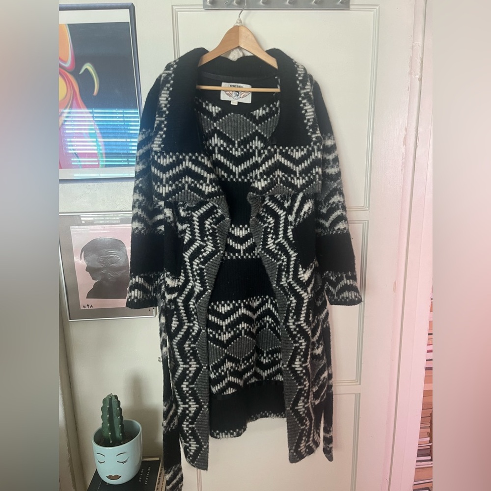 DIESEL Oversized Open Front Sweater with belt size S